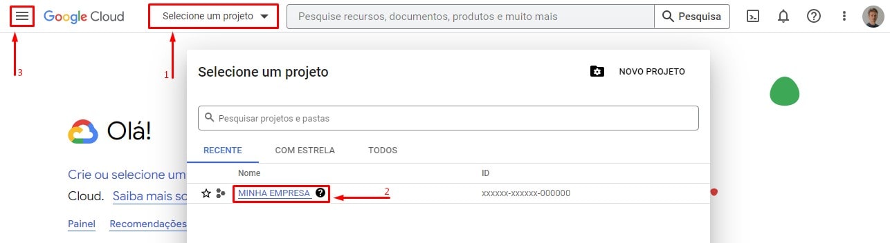 Selecionar projeto para desbloquear.