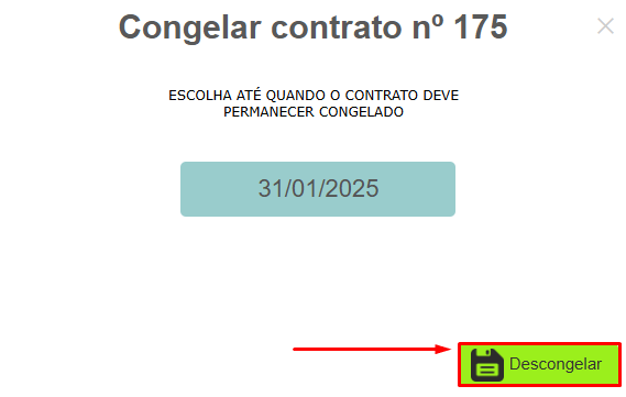 Remover congelamento aplicado no contrato do assinante.