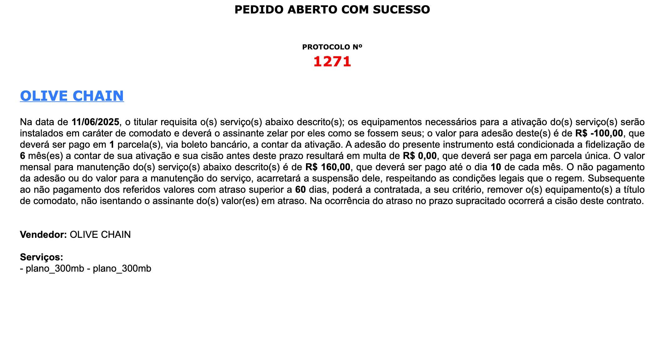 Pedido de instalação aberto no ISPFY.
