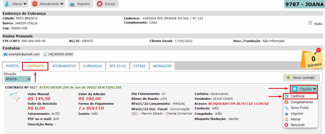 Desbloqueando contrato.