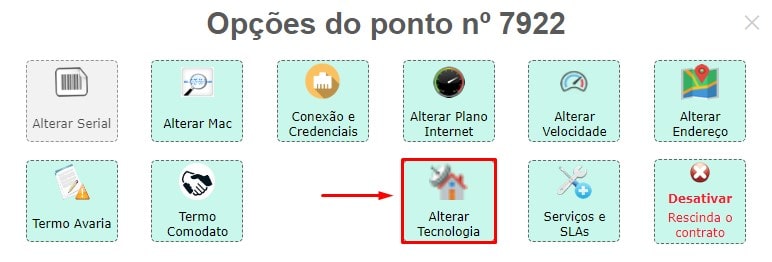 Opções do ponto | Sistema para provedor.