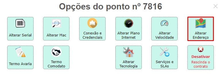 Opções do ponto