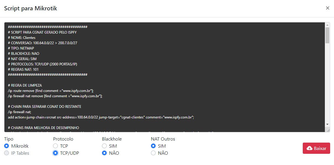 Script CGNAT para Mikrotik | Sistema para provedor.