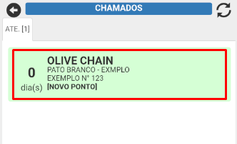 Chamados abertos no aplicativo do técnico.