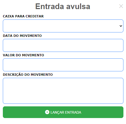 Registrar uam entrada avulsa no caixa.