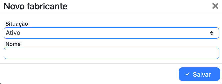 Cadastrar novo fabricante.