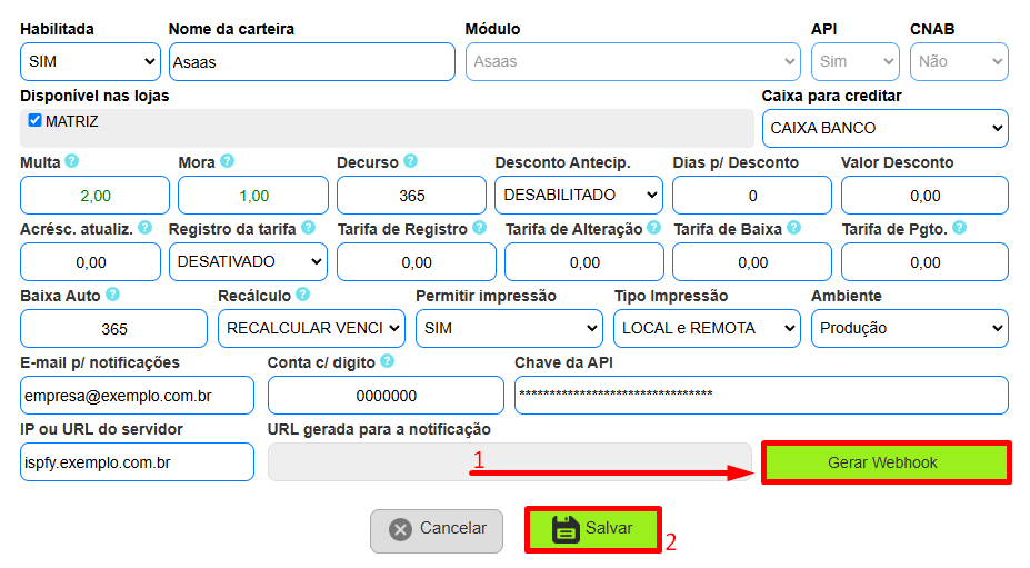 Gerar URL para notificação no ISPFY.