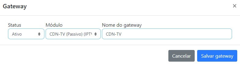Cadastrar gateway SVA da CDN-TV no ISPFY.