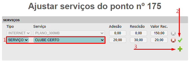 Adicionar servico SVA Clube Certo.