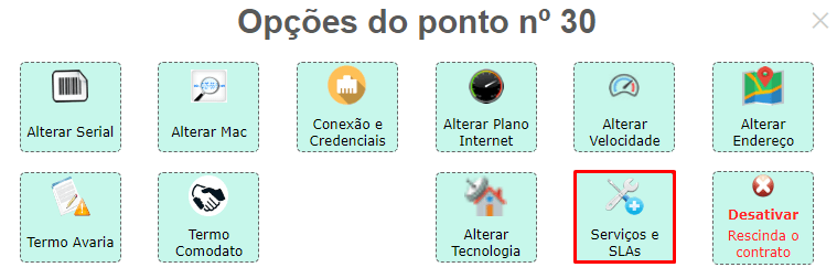 Opções do ponto | Sistema para provedor.