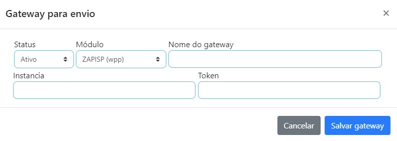 Gateway para envio de mensagens.