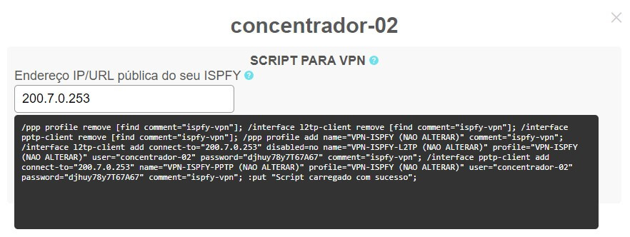 Script para VPN | Sistema para provedor.