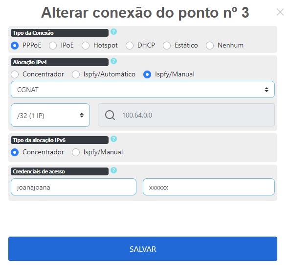 Alocação de pool IPv4 utilizando o ISPFY.