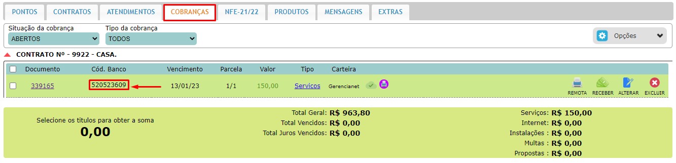 Copiar código do banco.